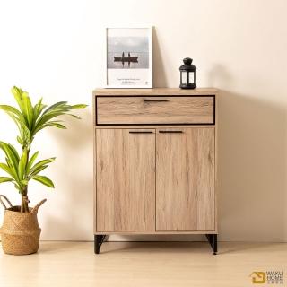 【WAKUHOME 瓦酷傢俱】Ryan輕工業風白橡木2.7尺雙門鞋櫃B001-K311(鞋架 收納 免組裝 80cm)