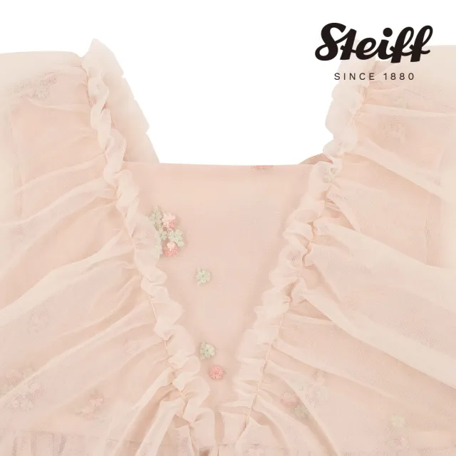 【STEIFF】熊頭童裝 網紗花卉公主無袖洋裝(洋裝)