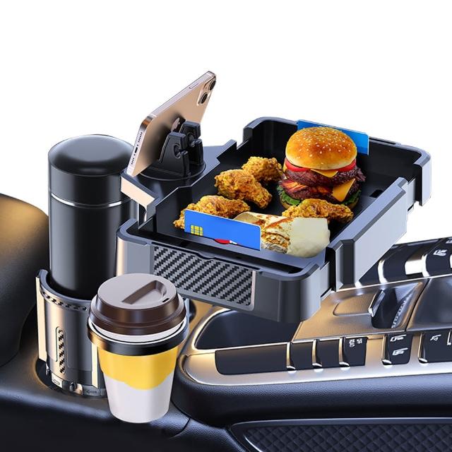 【車選家】可旋轉 車用餐盤架(杯架 飲料架 水瓶架 車載餐桌 車用餐盤 雙人杯架)