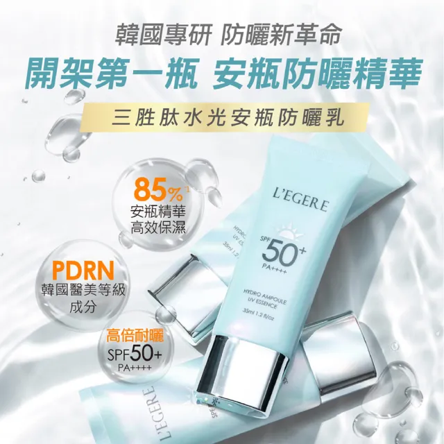 【LEGERE 蘭吉兒】安瓶防曬乳35ml 3入組(任選兩款SPF50+PA++++PDRN)