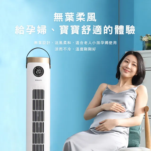 【Philips 飛利浦】1+1超值組 負離子淨化DC直流塔式風扇+多合1行充(ACR3144WTF+DLP4348)