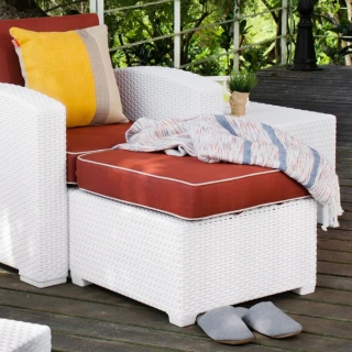 【Lagoon】Magnolia 仿藤編沙發腳凳-戶外坐墊款(多變組合/無金屬零件/防水耐曬)