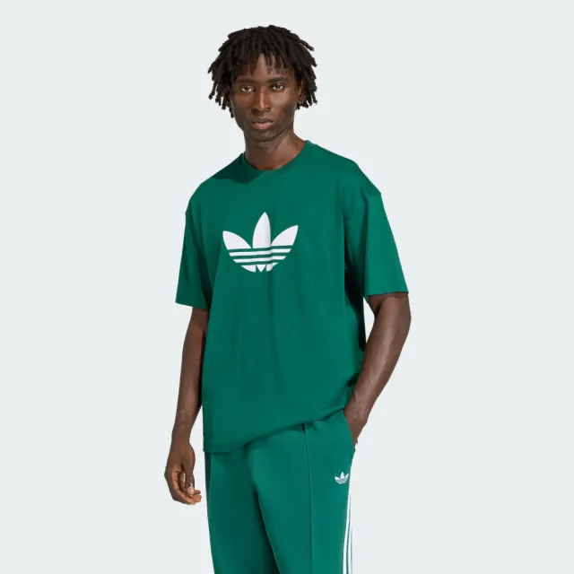 【adidas 愛迪達】短袖上衣 男 寬鬆版型 三葉草 國際碼 TREFOIL T-SHIRT 綠 KE0900(S3336)