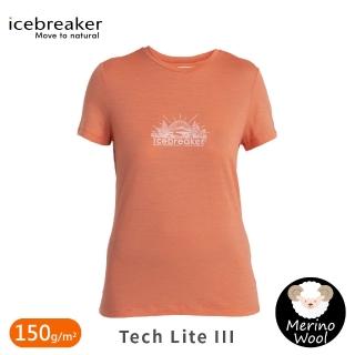【Icebreaker】女 Tech Lite III圓領短袖上衣 光輝景緻 150《珊瑚橘粉》0A56YF/排汗衣