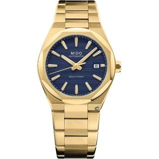 【MIDO 美度】Multifort 8 One Crown 機械腕錶-40mm 藍x金色 M0555073304100