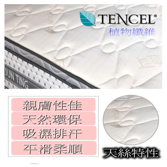 【ESSE 御璽】台灣製雙人加大天絲三線硬式彈簧床墊6x6.2尺x19cm入門款
