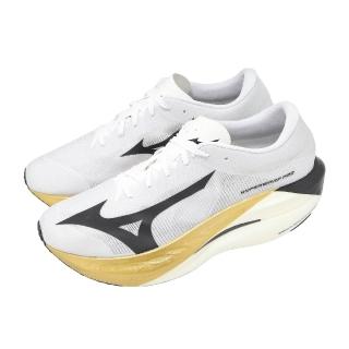 【MIZUNO 美津濃】競速跑鞋 Hyperwarp Pro 男鞋 白 黑 輕量 厚底 馬拉松 J1GC2674-01