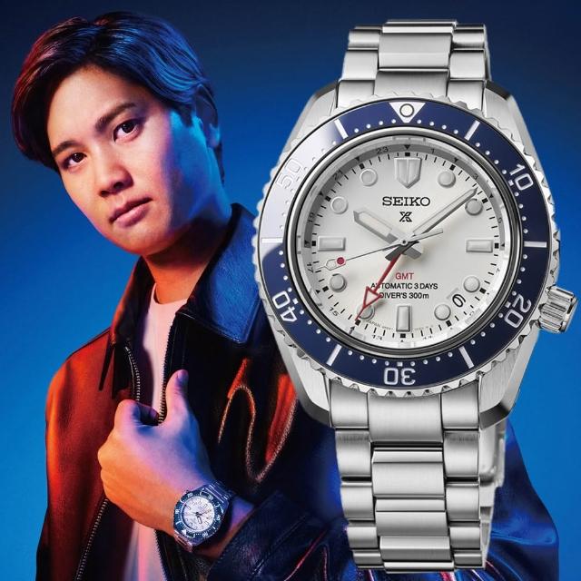 【SEIKO 精工】Prospex SPB519J大谷翔平道奇藍白配色 三日鍊 GMT潛水陶瓷機械錶-42mm(6R54-00P0S)
