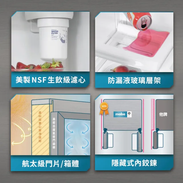 【GE 奇異】mabe美寶733公升對開雙門冰箱(不鏽鋼 MSM25GSHSS)