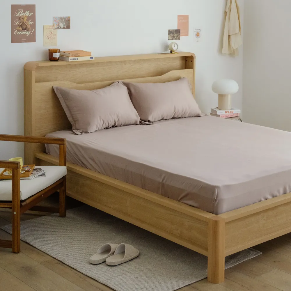 【翔仔居家】100%萊賽爾 60支天絲 床包+枕套-2件組-恆光(單人/單人床包/天絲床包/萊賽爾天絲)