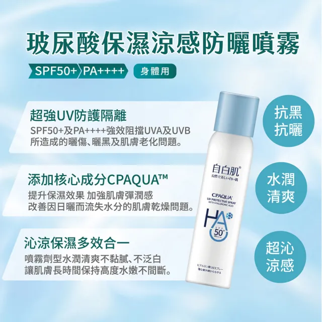 【自白肌】官方直營 玻尿酸涼感防曬噴霧90ml