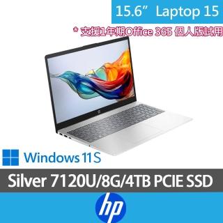 【HP 惠普】特仕版15.6吋筆電(Laptop 15-fc0022AU/AMD Athlon Silver 7120/8G/4TB SSD/Win11S)