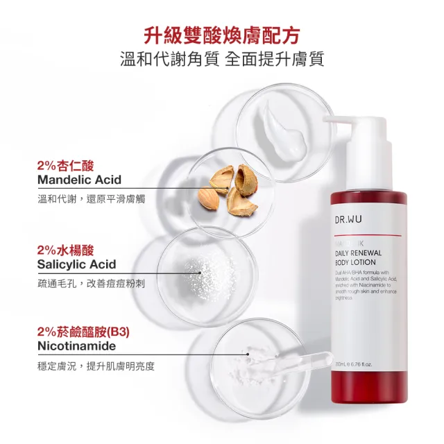 【DR.WU 達爾膚】杏仁酸亮白煥膚身體乳200ML(2入組)