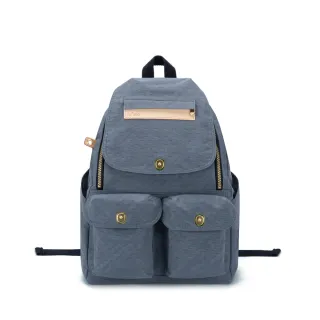 【satana】Soldier 多功能拉鍊後背包 輕量防潑水 15吋筆電 減壓背帶 台灣製 SOS1463 - 靜謐灰