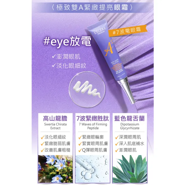 【LEGERE 蘭吉兒】極致雙A緊緻提亮潔顏合購組(潔面乳+精華液+精華霜+眼霜 雙A調理： A醛+A醇)