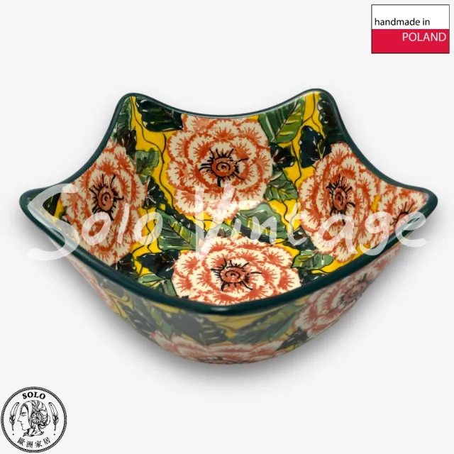 【波蘭陶】SOLO歐洲家居 正版原裝 波蘭原廠手繪 CA 18.5CM 造型碗 湯麵碗 沙拉玩 粉紅牡丹系列