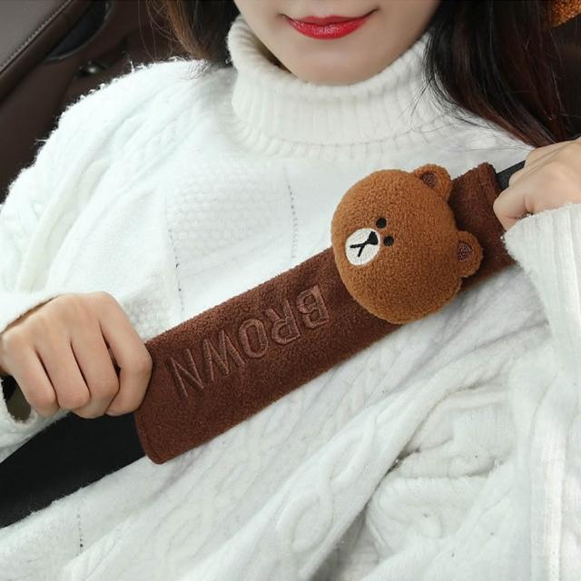 【LINE FRIENDS】可愛立體熊大兔兔莎莉造型汽車安全帶護套(單入裝)