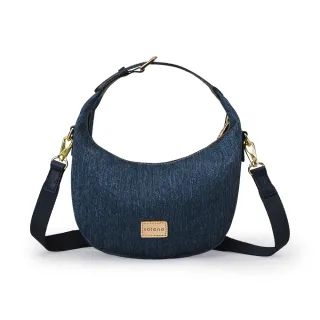 【satana】Denim 迷你彎月手提包 肩背 / 斜背 輕量防潑水 6.7吋手機 台灣製 SDNN0350 -深丹寧藍