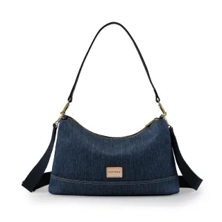 【satana】Denim 雙背帶肩背包 手提包 輕量防潑水 9.7 吋平板 台灣製 SDNN0300 - 深丹寧藍