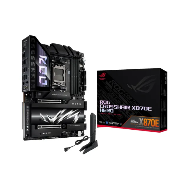 【AMD 超微】C+M組合★Ryzen 9 9950X3D2 Dual Edition 16核心 CPU+華碩ROG CROSSHAIR X870E HERO旗艦 WIFI7