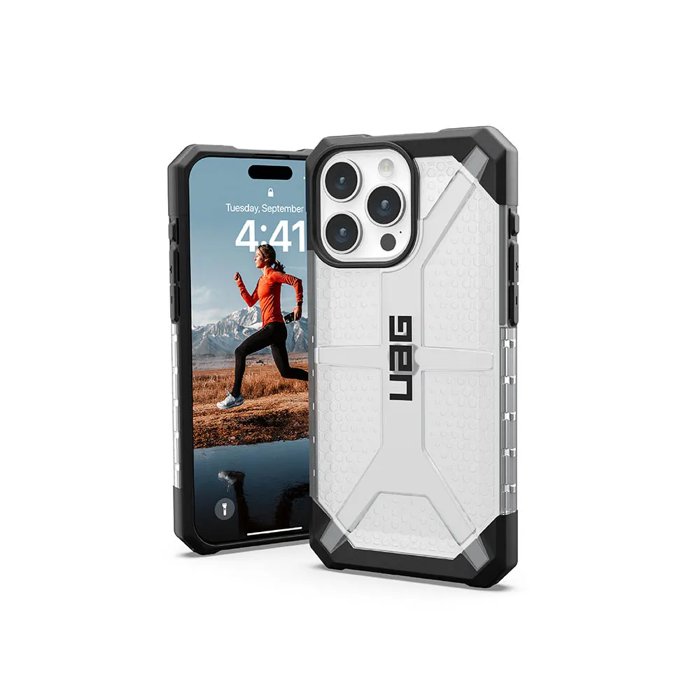 【UAG】iPhone 15 Pro Max 耐衝擊保護殼（按鍵式）-透明(支援無線充電)