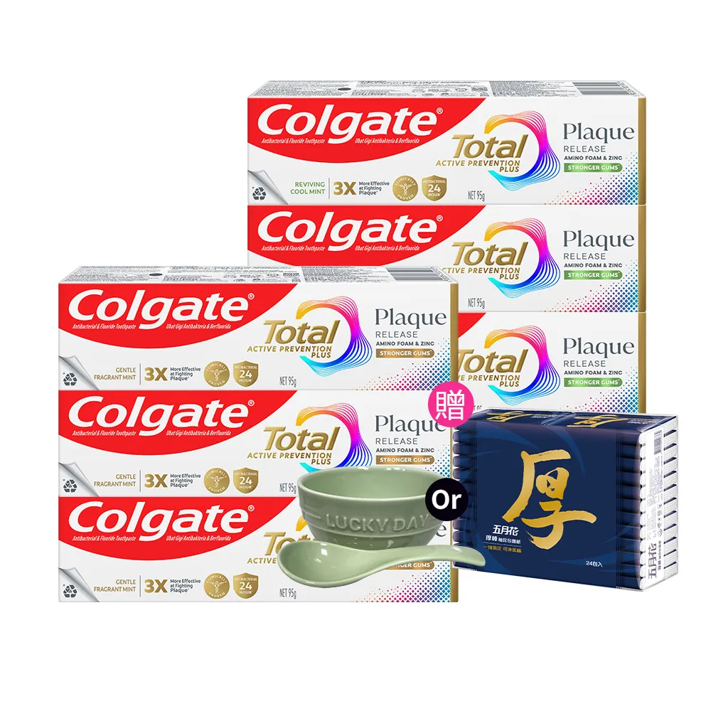 【Colgate 高露潔】全效抗牙菌斑牙膏95gX6入(清恬薄荷/舒心沁涼)