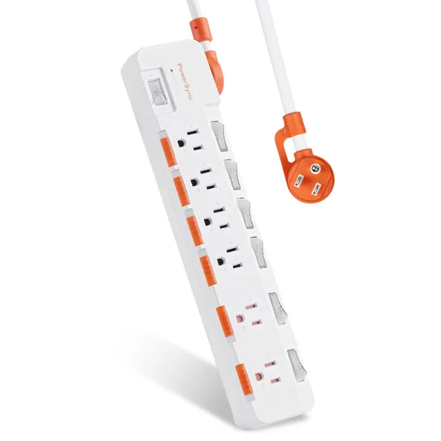 【PowerSync 群加】7開6插防雷防塵大間距延長線/1.8m(2色)