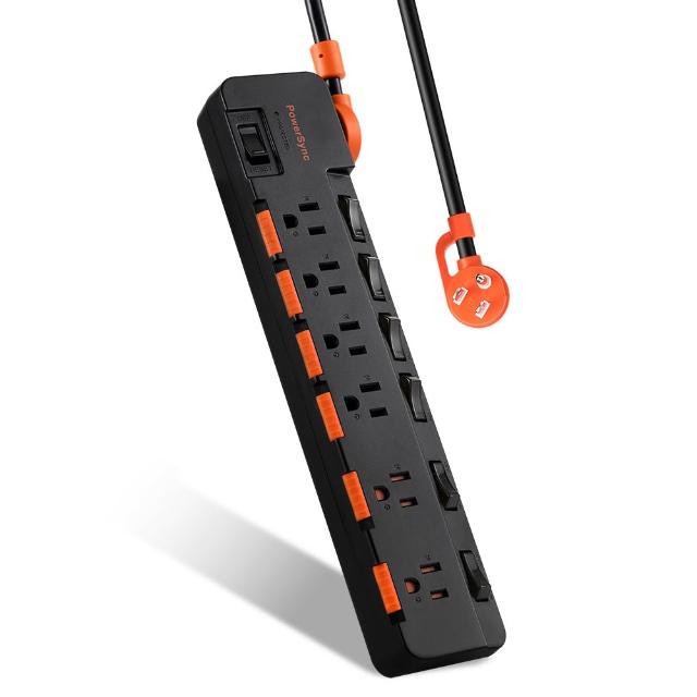 【PowerSync 群加】7開6插防雷防塵大間距延長線/2.7m(2色)
