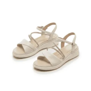 【FAIR LADY】芯太軟 扭結鑽條繞踝帶輕量厚底涼鞋(白/2E3174 女鞋)