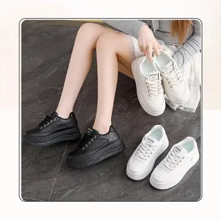 【Alberta】偏小 厚底5.5cm 厚底小白鞋 休閒鞋 老爹鞋 板鞋 2色