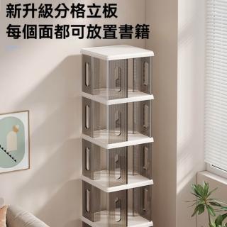 新川 立式書架 落地旋轉書架置物架 家用儲物櫃客廳展示櫃 多層書本收納架