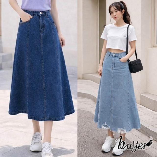 【buyer 白鵝】顯瘦 百搭 甜美 七分裙 牛仔裙(多款任選)