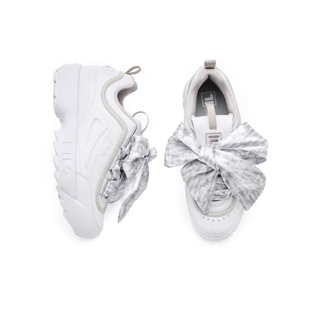 【FILA】DISRUPTOR 2 SCARF 女休閒鞋-白/銀 ( 5-C124A-100_261)