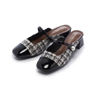 【FAIR LADY】優雅小姐 典雅雙色拼接方頭穆勒跟鞋(小香毛呢、4B2957)