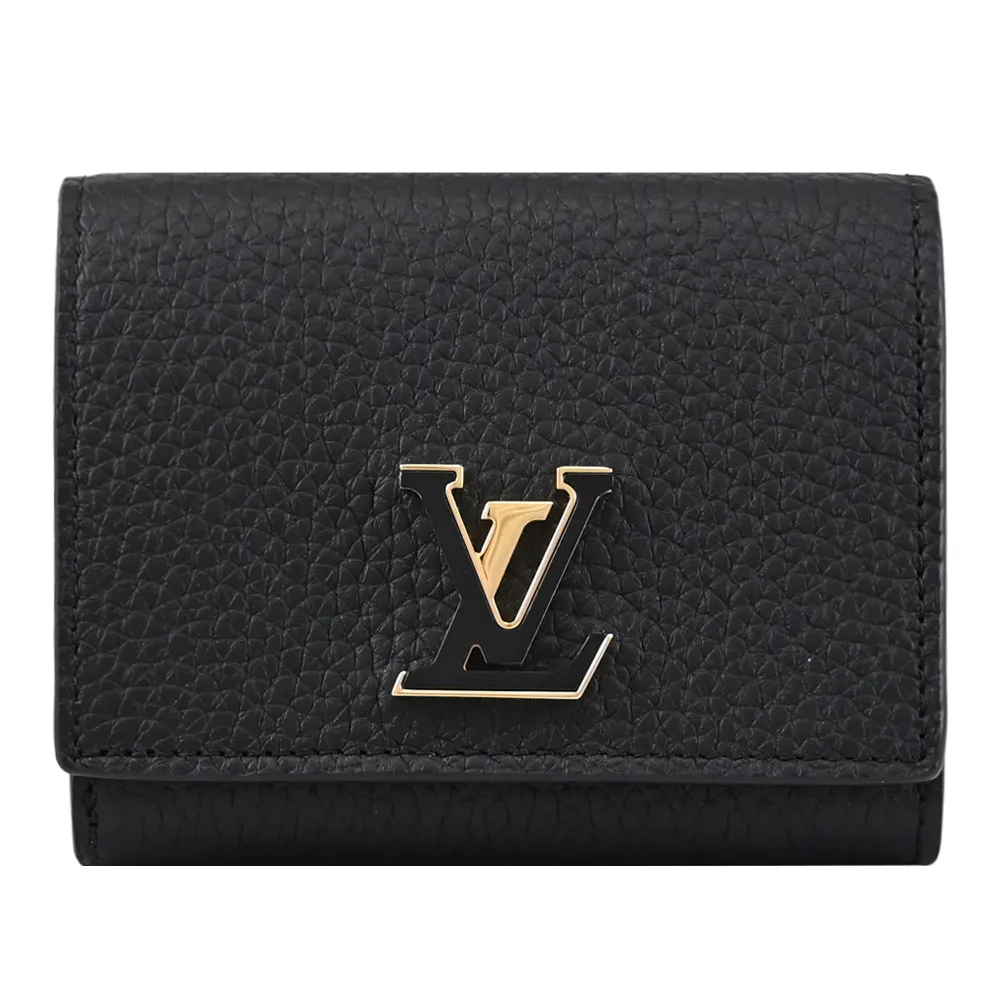 【Louis Vuitton 路易威登】LV M12149 Capucines Tiny 金屬LOGO牛皮扣式零錢短夾(現貨)