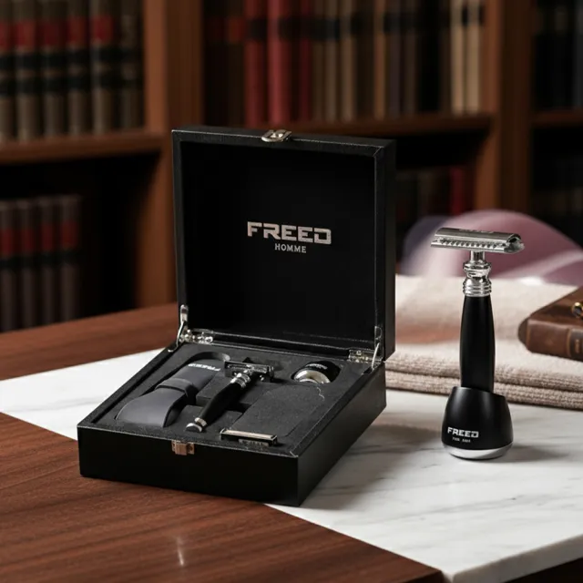 【FREED】尊爵四件組雙刃安全刮鬍刀禮盒 - 極致黑(刮鬍刀界的勞斯萊斯)