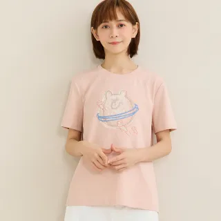 【a la sha】立體波拉熊星球印繡花棉T
