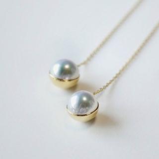 月輝珠寶 7.5-8mm 日本極光 Akoya 海水珍珠 18K金耳線 半圈系列 長款耳墜設計 氣質百搭 防過敏耳環