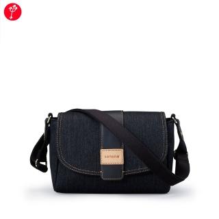 【satana】Denim 丹寧牛仔 經典馬鞍包 肩背 側背 輕量防潑水 A5適用 台灣製SDNN0055 -丹寧黑
