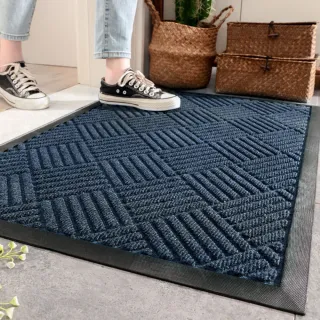 【JOCIYO 聚時柚】3D刮泥吸水75*45cm玄關腳踏墊 進門落塵地毯(滌綸圈絨壓花橡膠地墊)