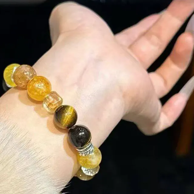 【桃花源創意工坊】虎眼石多寶水晶多寶水晶手鍊