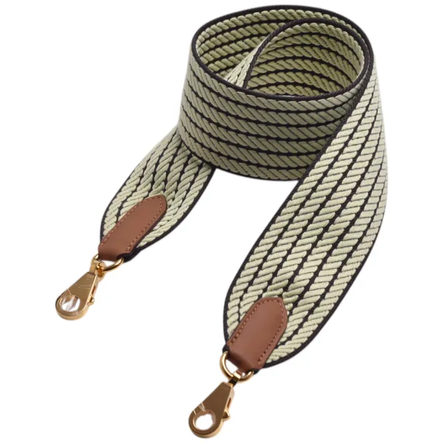 【Hermes 愛馬仕】經典Sangle Cordage 50 mm系列雙色金扣織帶/寬背帶(黃色/深咖H085682CC-YEL-BRO)