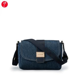 【satana】Denim丹寧牛仔 經典馬鞍包 肩背 側背 輕薄防潑水 A5適用 台灣製SDNN0055-深丹寧藍