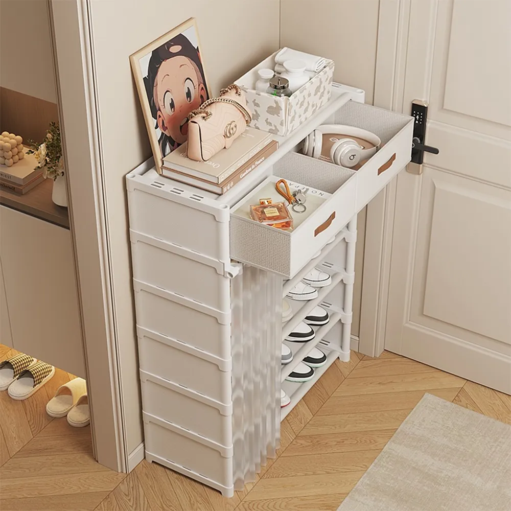 【名至】多層簡易防塵鞋櫃 七層 加厚無紡布 雙抽置物(鞋架 玄關櫃 防塵收納鞋櫃 收納櫃 預購15天)