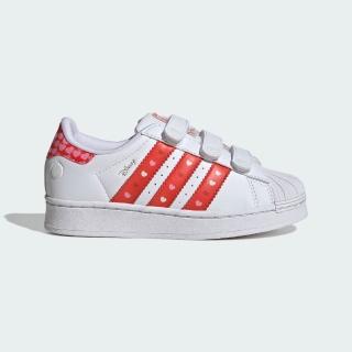 【adidas 愛迪達】運動鞋 童鞋 中童 大童 魔鬼氈 SUPERSTAR LED LIGHTS CF C 白紅 KK1295