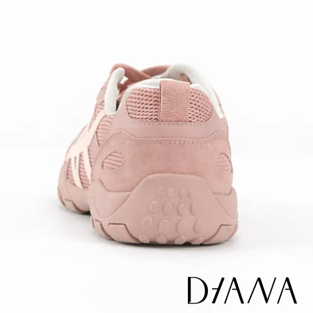 【DIANA】舒適撞色異材質綁帶休閒鞋 粉色