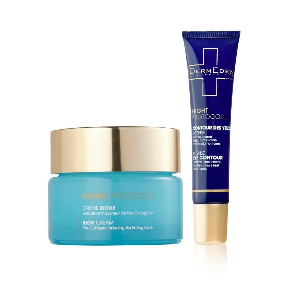 【DermEden 得美登】1%A醇撫紋眼霜15ml+5%PHA保濕霜50ml(改善眼周細紋暗沉)