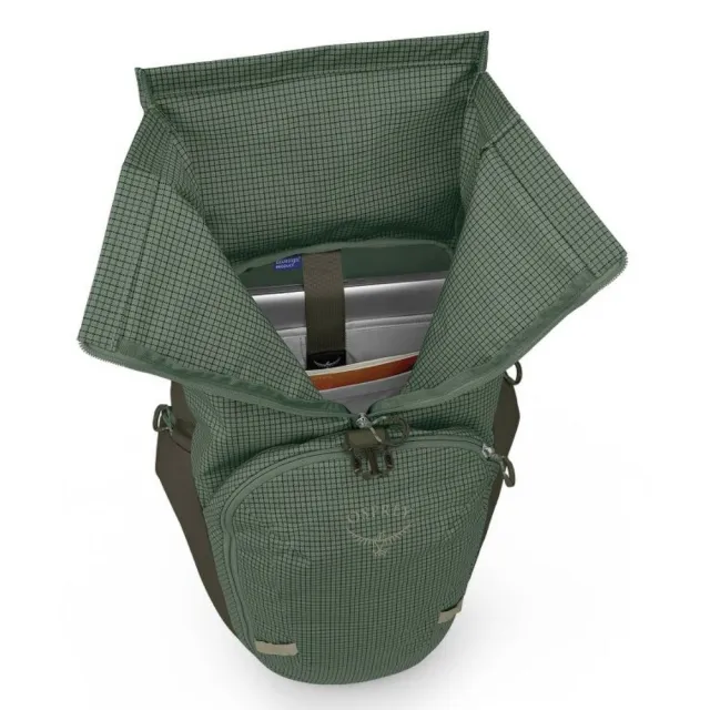 【Osprey】Transporter Roll Top Pack 防潑水通勤旅行後背包 Pine Leaf | 捲式主隔間開口