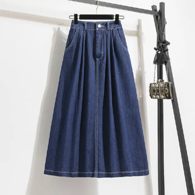 【ASister 小姊姊】AS2456#女裝｜中大尺碼裙子☆單釦A字顯瘦半身長裙(2色 M-4XL)