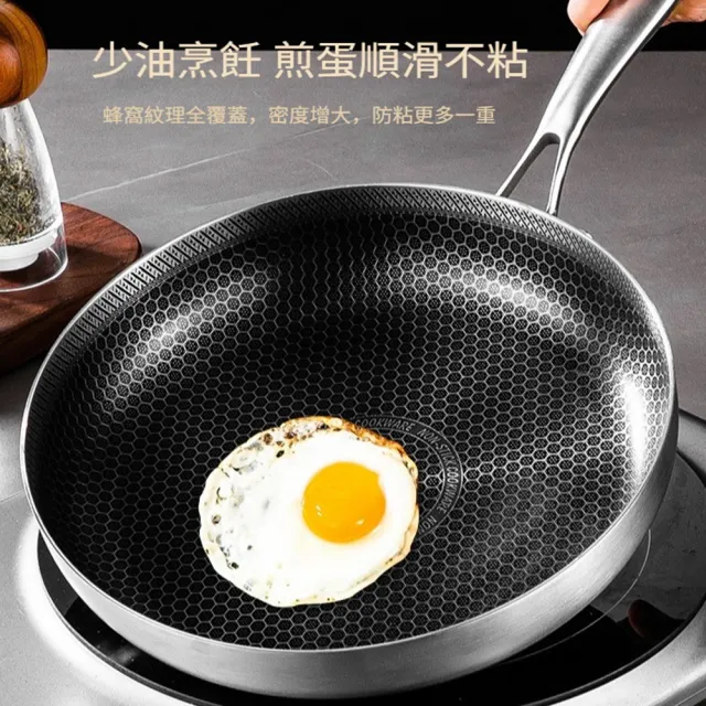 【Quality 聚家】不鏽鋼平底鍋 炒鍋 煎鍋 牛排鍋 不粘鍋 28CM/無塗層/耐酸堿耐腐蝕/導熱迅速/不挑爐竈